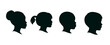 © cato_rium - Silhouettes of children's heads in black on a white background. Clip art banner for creating concepts about child protection, childhood trauma and psychological problems, learning and growing up.
