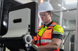 © Nassorn - Smart Caucasian engineer work setup AI automated in robotics electronics engineering laboratory. Technician inspector maintenance repair check robot CNC machine in artificial intelligent laboratory.