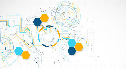Wall Mural - abstract background. scientific and technological concept with the use of technical elements formed 