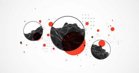 Wall Mural - Trendy abstract wireframe background. Modern science or technology art elements. Surface illustration. Vector.
