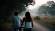 © Thares2020 - Couple walking hand in hand on a tranquil country road