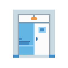Wall Mural - Flat graphic of a sliding glass door in blue