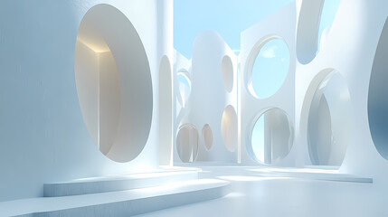 Wall Mural - abstract white architectural interior design