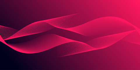 Wall Mural - Abstract glowing wave lines on gradient pink background. Dynamic wave pattern. Modern flowing wavy lines. Futuristic technology concept. Suit for banner, poster, cover, brochure, flyer, website