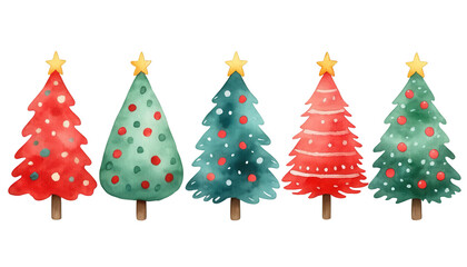 Wall Mural - Abstract watercolor christmas trees