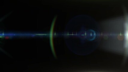 Wall Mural - abstract green blue glow optical lens flare shine light animation on black background for screen pro