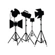 © MstHumaira - Silhouette of professional studio lighting equipment on tripods for photography and video, studio lighting equipment silhouette vector illustration