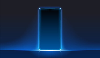 Smartphone mobile screen, technology mobile display light. Vector