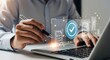 © Png stock - A person reviews a digital document with a checkmark on a laptop screen, signifying approval