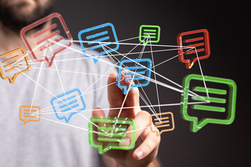 Visual representation of interconnected communication, highlighting global networking and message exchange.