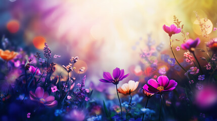 Wall Mural - meadow with red poppies blue sky in the background