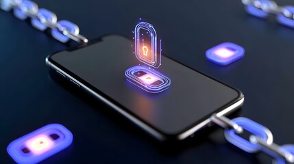 Wall Mural - futuristic smartphone with illuminated interface