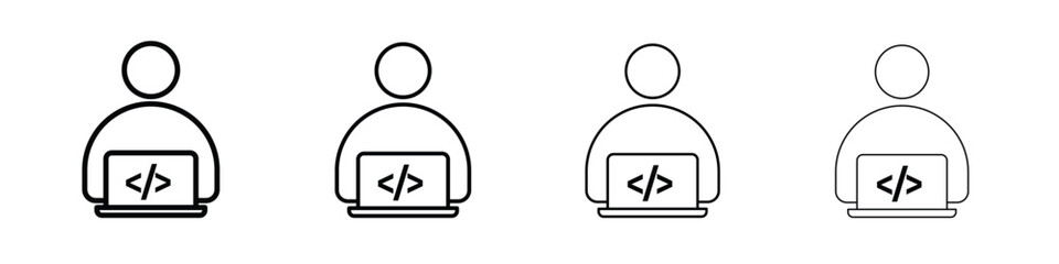 Programmer icons. line strokes simple icons
