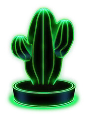 Canvas Print - PNG Cactus light neon green.