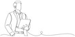 © sense - businessman with laptop one line vector illustration