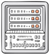 © Дмитро Менчинський - Hand Drawn Electronic Drum Machine Sequencer Audio Mixer Control Panel Illustration