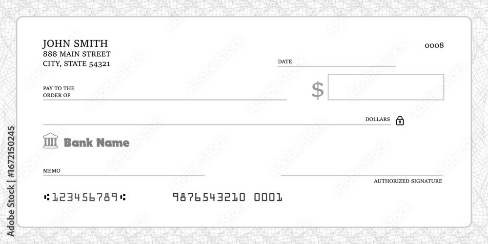 Simple Money Check Money check blank template. Blank bank checkbook cheque - generic ...