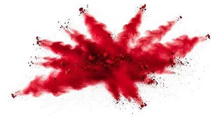 Vibrant red powder burst exploding in mid-air captured with dynamic motion