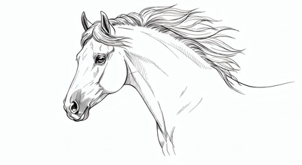 Naklejka na meble Elegant Horse Drawing A Majestic Head Illustration in Motion