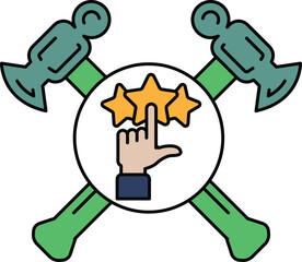 Canvas Print - A hand pointing to a star with three stars in a circle