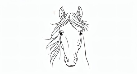 Naklejka na meble Elegant Horse Drawing A Simple Line Art Illustration