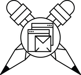Wall Mural - A black and white logo of a pair of pencils with a cross through it