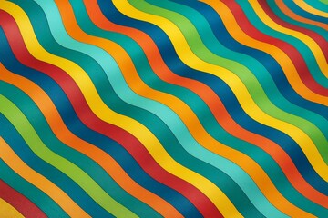 Wall Mural - wavy colorful abstract pattern of bright curved stripes on a seamless background with light shadows 