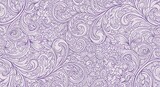Intricate and elegant purple floral damask pattern with swirling organic lines creating a vintage and ornate decorative background texture
