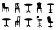 © nhpvect02 - A collection of various chair and table silhouettes in different styles and shapes