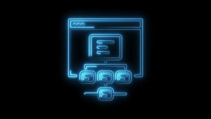 Wall Mural - Glowing Neon Blue Network Hierarchy Icon Abstract Technology Background Data Flow Structure