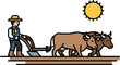 © Faisal - Farmer plowing field agriculture rural farming oxen sun traditional work soil