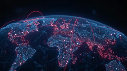 Global communication technology and world network conection. Digital data network and modern business and technology concept 4k video
