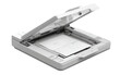 © Ass - Flatbed scanner, light gray, open lid, document