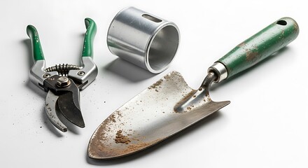 Gardening tools isolated on white background