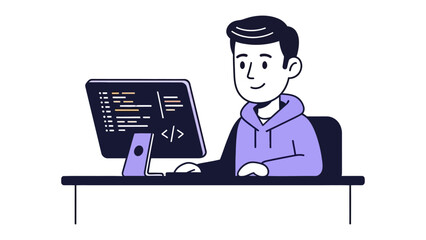 Digital Creator: A focused individual engrossed in their digital workflow, meticulously coding on a screen, embodying the spirit of innovation and technological advancement.