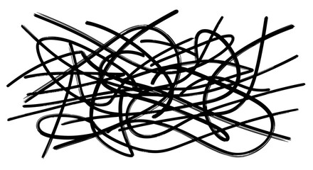 Abstract tangled black lines pattern on isolated white background