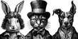 © Artem - Victorian animal portraits: rabbit, cat, and dog in formal attire
