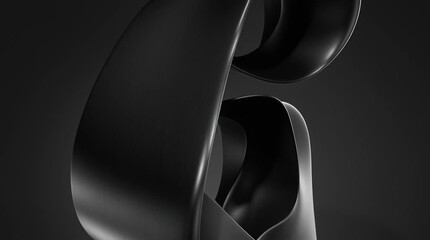 minimal 3d render smooth abstract shape in monochrome black background, moving smoothly 