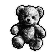 Wall Mural - png vintage textured teddy bear illustration.