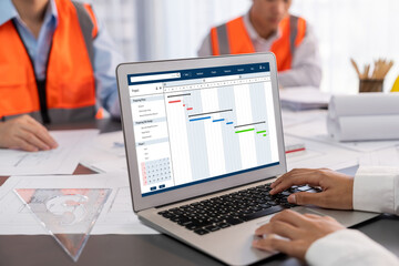 Wall Mural - project planning software for brisk business project management on the computer screen showing timel