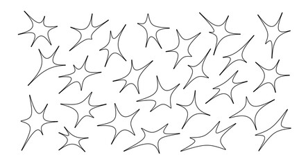 Wall Mural - set of abstract stars shapes and flowers, geometric line collection star icons explosion, modern design for card, invitation, wallpaper, poster