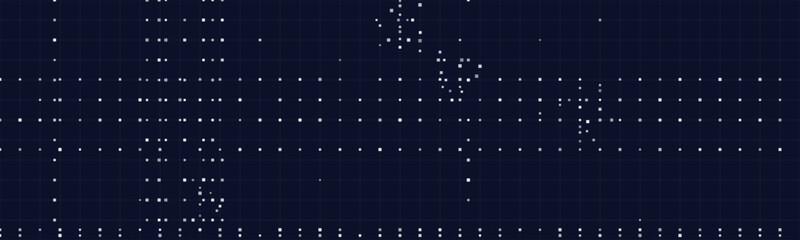 Abstract digital grid with geometric dots on dark background.