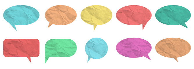 Wall Mural - set of blank empty speech bubbles with paper texture for text, chatting, message box. speech bubbles