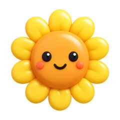 Wall Mural - png cute smiling sunflower illustration