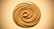 © Sector1 - A swirled, smooth caramel-colored substance fills a circular space, creating a visually appealing design.