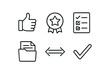 © Framezy - simple outline stroke icon isolated on white background: recommendation badge check list folder sheet arrow line approval mark