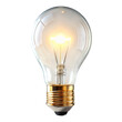 © mobil - Illuminated light bulb with clear glass and golden base against a black background in studio shot created with generated ai