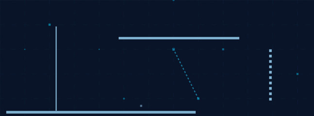 Abstract vector tech background with lines and dots on dark grid.