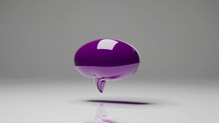 Three-Dimensional Social Media Chat Balloon Notification Icon Rendered on White Background