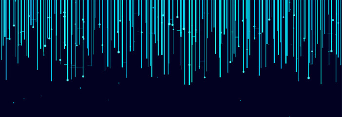Futuristic vector tech background with vertical digital lines and particles.